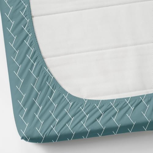 Image of NEW LEAF Premium Cotton Elastic Fitted Bedsheets with 2 King Size Pillow Covers | Double Bed with All Around Elastic 220 TC Supersoft |Size-72 King Sizex78+10 inches | Floral, Teal