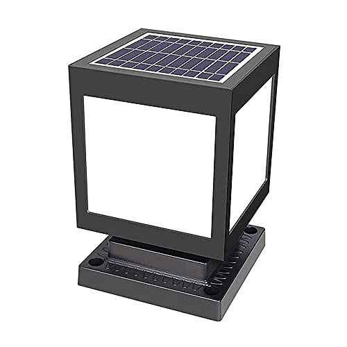 SFRIDQ Linterna de Columna Solar Cuadrada de Estilo Europeo Luces solares para Exteriores Impermeable ABS Poste de jardín Bolardo Luz Patio Exterior Poste Linterna Césped Paisaje Farola Cover