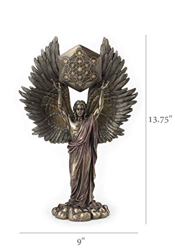 Veronese Design Estátua de cubo geométrico sagrado Arcanjo Metatron segurando