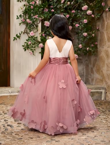 Flower Girl Dress for Wedding Floral First Communion Dress for Girls V-Back Princess Birthday Gown2
