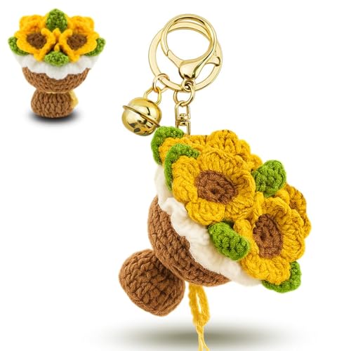 Crochet Keychain, Sunflower Bag Charm, Cute Keychain for Girls, Aesthetic Bag Charm, Unique Gift for Women