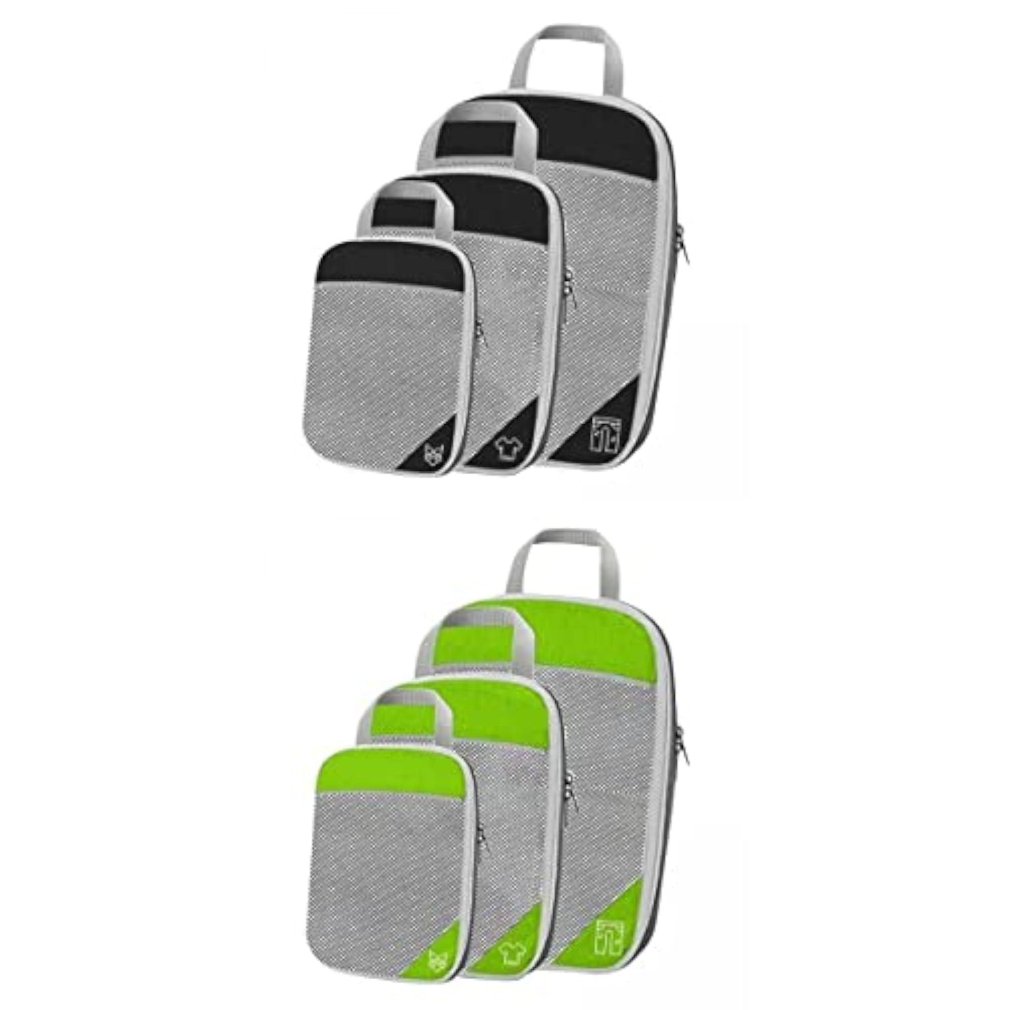 2Set Compression Packing Cubes Lightweight Breathable Green Black