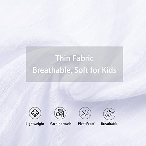 Image of LittleSpring Girls Short Sleeve Peter Pan Blouse with Elastic Cuffs