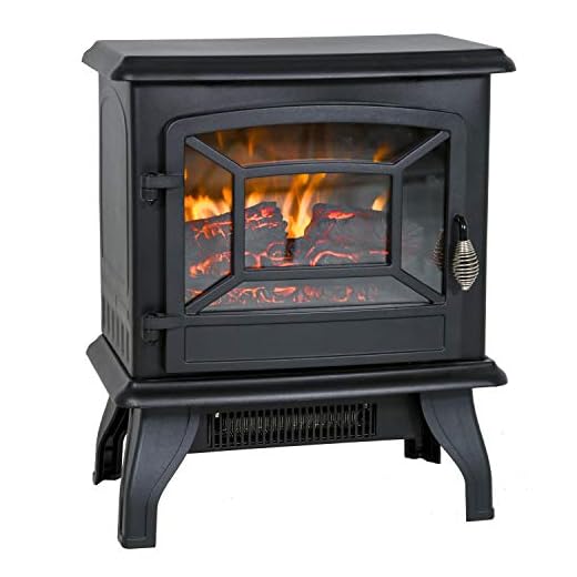 Electric Fireplace Heater 20" Freestanding Fireplace Stove Portable Space Heater with Thermostat for Home Office Realistic Log Flame Effect 1500W CSA Approved Safety 20" Wx17 Hx10 D,Black