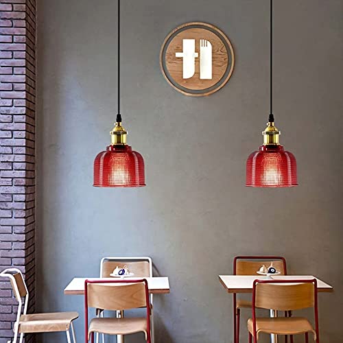 Lámpara de araña retro con vidrio rojo ajustable para techo de comedor 5