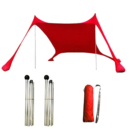 NC Family Beach Tent Sunshade Portable Sunshade Canopy Pop Up Sun Shelter 2 Pole with Carry Bag for Beach Fishing Backyard Camping and Outdoors Red Medium