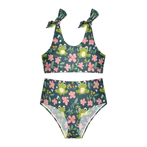 Wusikd Funny Frogs Girls Swimsuits Two Piece Floral Swimwear Bikini Set for for Girls Size 3T3