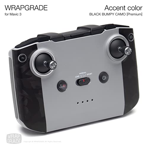 Image of WRAPGRADE Partial Skin Stickers for DJI Mavic 3 / Mavic 3 Classic Accent Color (Black Bumpy CAMO)
