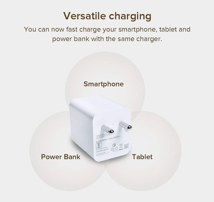 Image of 67W Charger for Infinix Note 30 5G Original QC Adapter Type C 3.0A High Speed Fast Turbo Charge QC 3.0 Smart SinglePort with 1m Type-C Charging & Sync Cable (White, 67W,MT-67)