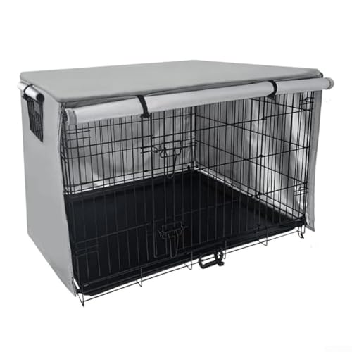 210D Oxford Cloth Pet Cage Cover ?Waterproof Dog Kennel Cover With Zipper Entrance Multiple Sizes Outdoor Shelter For Garden Courtyard Black Grey(gray 124.5 * 79cm)