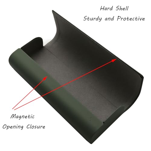 Image of Olive Green Hard PU Leather Eyeglasses Case for Most Eye Glasses and Sunglasses
