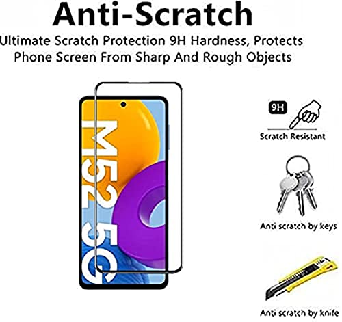 Image of ZARALA Tempered Glass Screen Protector Compatible for (Black) with Edge to Edge Coverage and Easy Installation kit (Samsung Galaxy M52 5G)