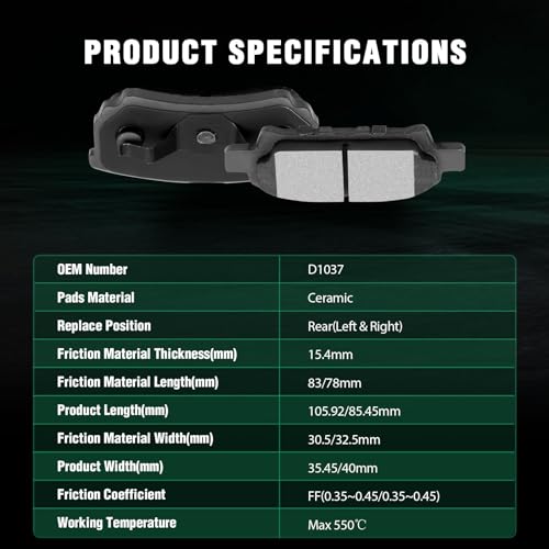 Image of AUTOMUTO 4PCS Rear Ceramic Disc Brake Pads Set D1037 For Chrysler 200 Sebring For Dodge Avenger Caliber For Jeep Compass Patriot For Mitsubishi Lancer Outlander