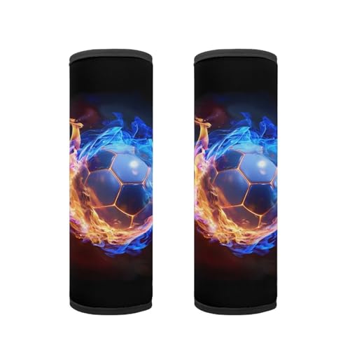 Biyejit Flame Soccer Car Seat Belt Cover Pad, Car Safety Seat Belt Strap Shoulder Pad for Adults and Children, Suitable for Car Seat Belt, Backpack, Shoulder Bag, Set of 2