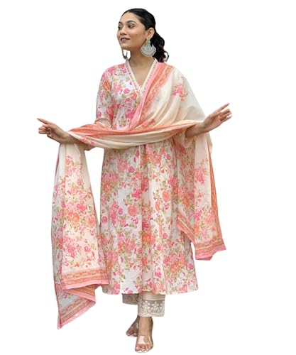 Rayon Anarkali Indian Kurti For Women Summer Dress Kurta Pant With Dupatta Set