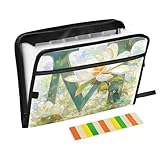 Floralmorphic Ordner mit weißen Magnolien-Blumen, Aquarell-Stil, mit Taschen, 13 Taschen, A4,...