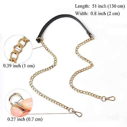BEAULEGAN Purse Chain Strap Replacement for Shoulder and Crossbody Bag, Lightweight, 51 Inch Long 0.8 Inch Wide (Black/Silver)2