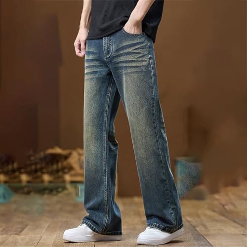 Men's Loose Flared Jeans Bootcut Retro Blue Vintage Denim Pants Trousers2