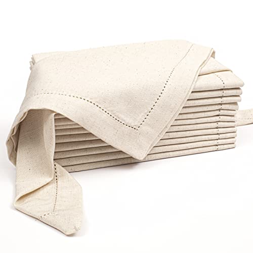 Flax Linen Cotton Cloth Dinner Napkin With Holes 20"X20" Linen, Wedding Napkins, Cocktails Napkins, Fabric Napkins, Cotton Napkins Mitered Corners, Machine Washable Dinner Napkins, Set Of 12 #TOP11