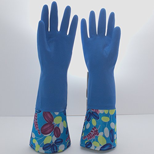 Reusable Waterproof Household Latex Cleaning Gloves, Long Cuff, Kitchen Gloves. 16 Inches Long - Pack Of 3 (Medium) #TOP2
