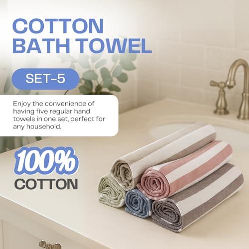 Image of Premium Hand Towels | 180 GSM Cotton Hand Towels | Hand Towel Set of 5 | Hand Towel for Gym | Soft Towels | Size 16W x 25L (Multicolor, Pack of 5)