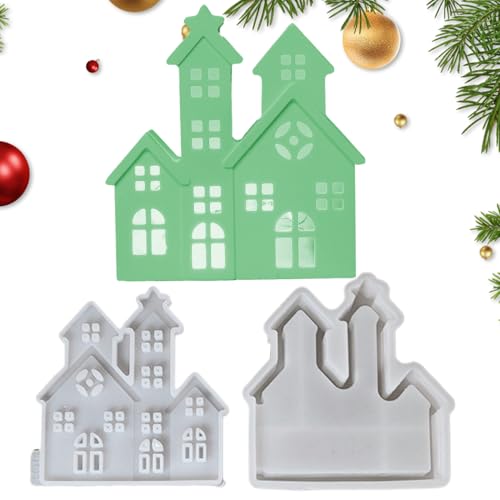 Derwrtup Stampo in silicone, riutilizzabile, decorazione per la casa di Natale, un paio di stampi da costruzione, adatto per cioccolato, fondente, camera da letto, cucina, feste, ufficio, aula, scuola