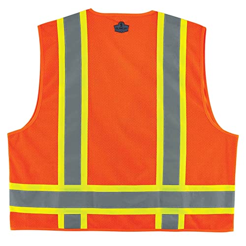 Image of Ergodyne Unisex Two-tone Class 2 Two Tone Surveyors Vest, Orange, Small-Medium US