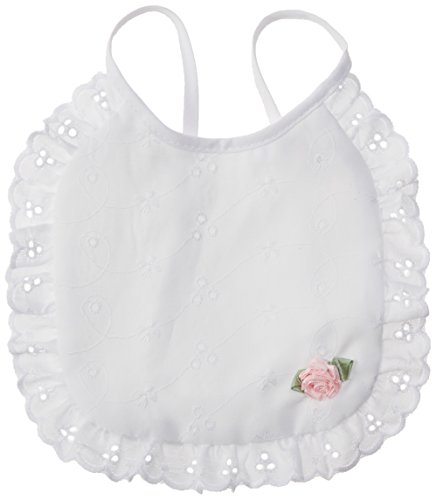 Raindrops Eyelet Girl Bib, Pink Bud