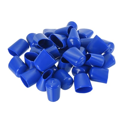 uxcell 50pcs Rubber End Caps 20mm ID Vinyl Round Tube Bolt Cap Cover Screw Thread Protectors Blue, 0.79 inch