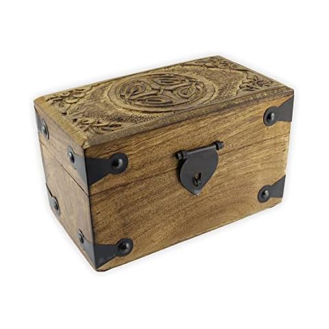 Budawi® Holztruhe Holzkiste Holzbox aus Mangoholz Motiv keltischer Kreis klein Box Schachtel Schatulle Truhe Cover