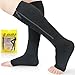 Ailaka Medical Zipper Compression Calf Socks 20-30 mmHg for Women & Men, Knee High Open Toe Firm Support Graduated Varicose Veins Hosiery for Edema, Swelling, Pregnancy, Recovery