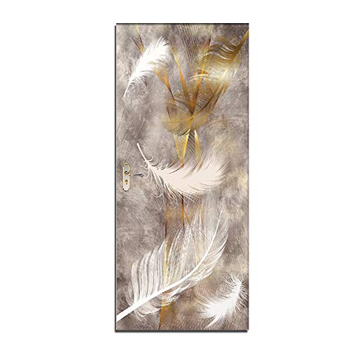 LLWYH Adesivi per Porte Piuma Dorata Autoadesiva
