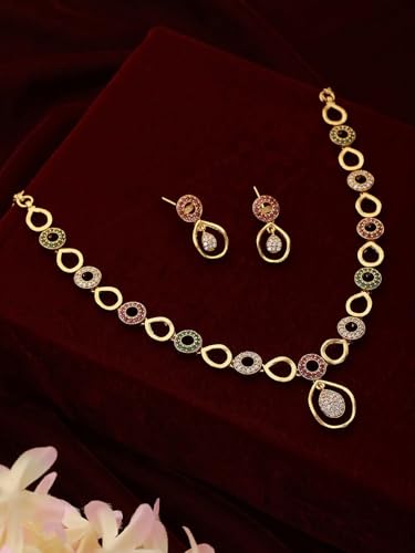 Juego de joyas chapadas en oro DMZ-2827 con circonitas talla S 2