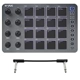 M-VAVE SMC-PAD MIDI Controller,Bluetooth Wireless Portable MIDI Pads with Velocity Sensitive Pads,Beat Maker,white 6.35mm Audio Cable (Grey)