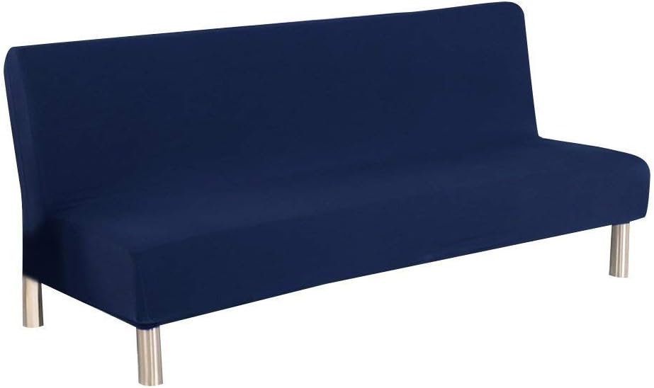 Cornasee Stretch Futon Cover Slipcovers Full Size,Fully Folding Armless Sofa Bed & Couch Protector,Machine Washable (Navy)