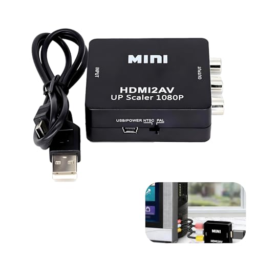 RCA to HDMI 1080P AV Converter - Component to Hdmi Converter, Composite to Hdmi Converter, CVBS AV to HDMI Video Audio Adapter, for Classic Consoles like PS2, VCR, and DVD Players, Supports PAL/NTSC