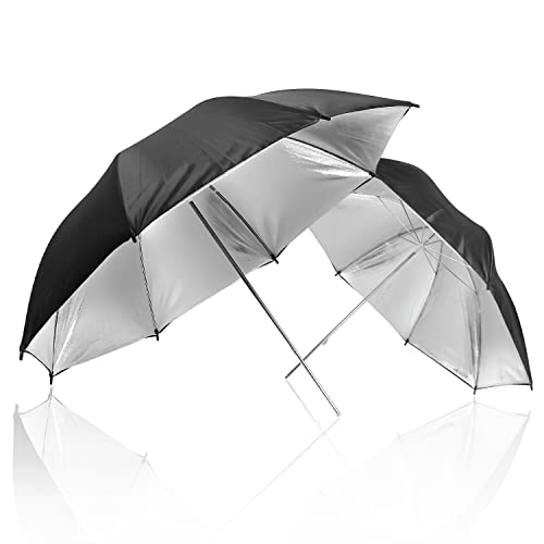LimoStudio [2 Pack] 33 inch Diameter Double Layer Black / Silver Photo Umbrella Lighting Reflector for Contrast, Concentrative Light, AGG127