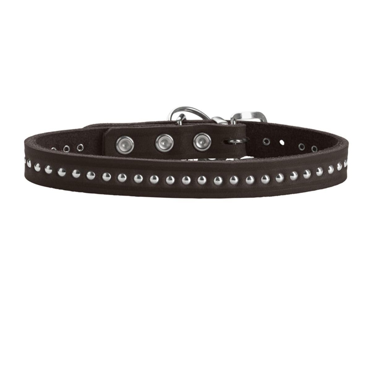 HUNTER Aalborg Style Dog Collar Colour: Dark Brown Greased Full Cowhide Leather Robust Comfortable Stylish Studded Trim Made in Germany Size 32 - Image 2