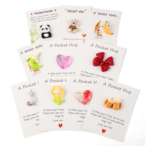 10 Sets Pocket Hug Cards with Mini Tokens Encouragement Greeting Cards with Motivational Quotes Emotional Support Anxiety Relief Pocket Cards Inspirational Pocket Gifts for Family Friends Coworkers
