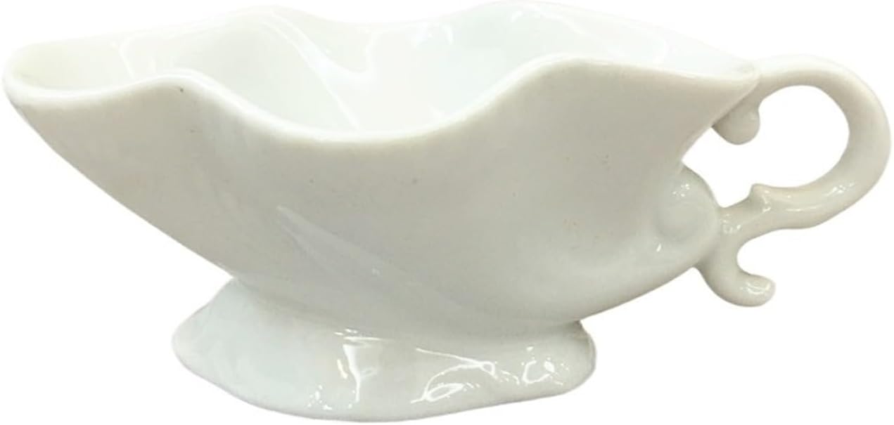 Gravy Boat for Creamer，for Dining Coffee Milk Mug White Ceramic Gravy Boat Seasoning Mug Creative Ceramic White Milk Mug Microwave Safe Holiday Meals & Parties(Large)