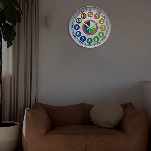DORBOKER Glow in The Dark Wall Clock for Bedroom 12 Inch Silent Night Light Kids Wall Clock - Image 4
