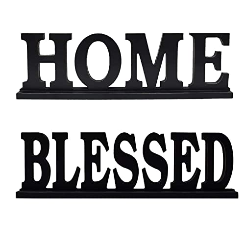 Wood Home Blessed Sign for Home Decor Table Cutout Word Signs Freestanding