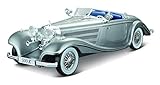 mercedes 500k 1936 Fertigmodell zum Sammeln: Der Mercedes 500 K Maharadjah mit weißer Lackierung lässt sich direkt mit einem Präsentationsständer ins Regal stellen und bewundern