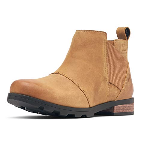Sorel - Women's Emelie Chelsea Waterproof Ankle Boots, Camel Brown, 7 M US