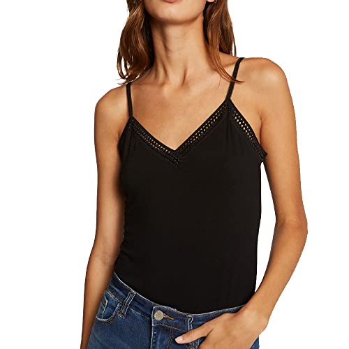 Morgan Top tirantes finos con bandas de encaje Negro XS