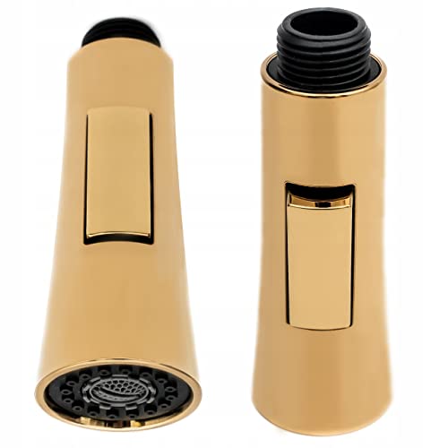 AquaParts Küchenbrause Golden | Brausekopf | Geschirrbrause | Spüle Wasserhahn| Küche Spülbrause | Handbrause | Perlatoren für Küchenarmatur mit Hochdruckspülung Taste