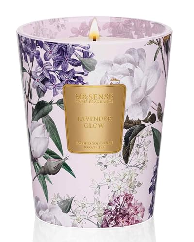 M&SENSE Duftkerze im Glas Lavendel | 400 g Sojawachskerze, 75 Std. Brenndauer, Beruhigender Duft| Aromatherapie Kerze, ideal für Yoga & Entspannung, Non Toxic