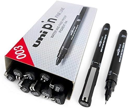 Uni Pin Fineliner Drawing Pen - Black - 0.03mm - Box of 12