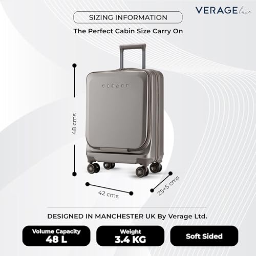 Image of Verage Luxe Leader 56 cm Cabin Size Expandable Hardsided Luggage with USB Port, TSA Lock, Laptop Compartment & Silent Dual Wheels (20,Titanium Gold)