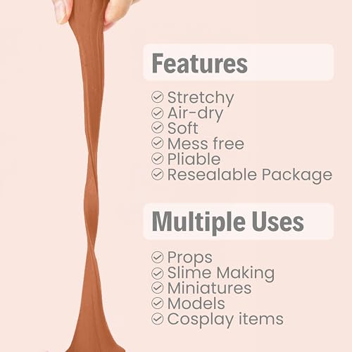 Image of BOHS Foam Clay, Chocolate Brown Air Dry Modeling Clay, 1.1 lb | Soft, lightweight; crack-free finish; EVA and polystyrene foam details; cosplay props, figurines, fake bakes and slime making